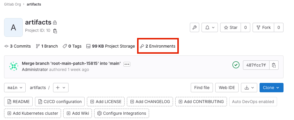 Incremental counter of available Environments Number of Environments